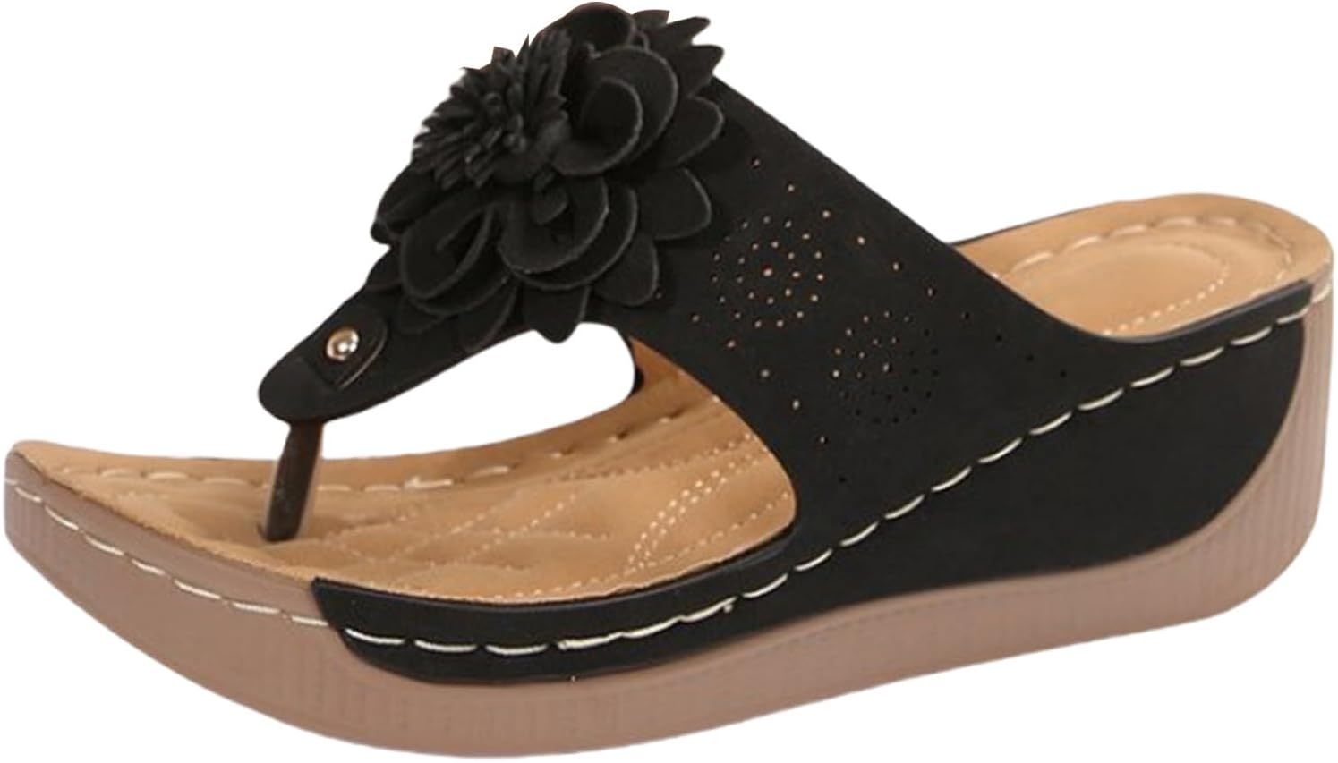 

Летние женские шлепанцы с вырезами, открытый носок, танкетка, слайд-сандалии, дышащие, на липучке, ортопедические, повседневные легкие шлепанцы с поддержкой свода стопы Kajxz, черный