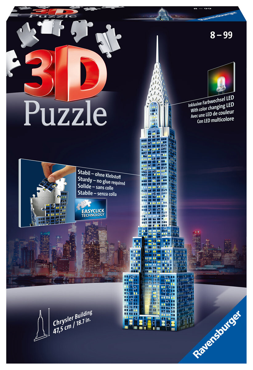 

Ravensburger, 3D Пазл, Здания ночью, Крайслер Билдинг, 227 шт.
