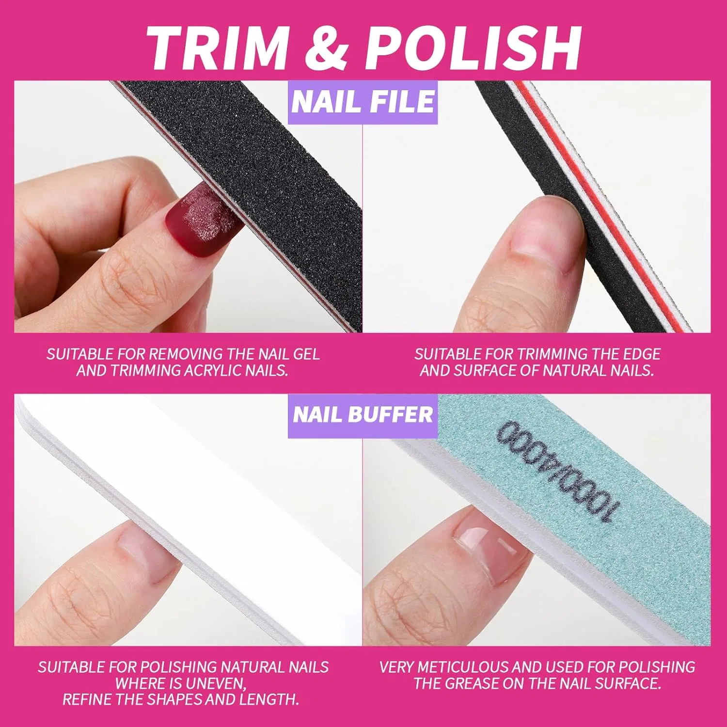 Набор инструментов для снятия лака EBANKU Fandamei, Pink — фото 4