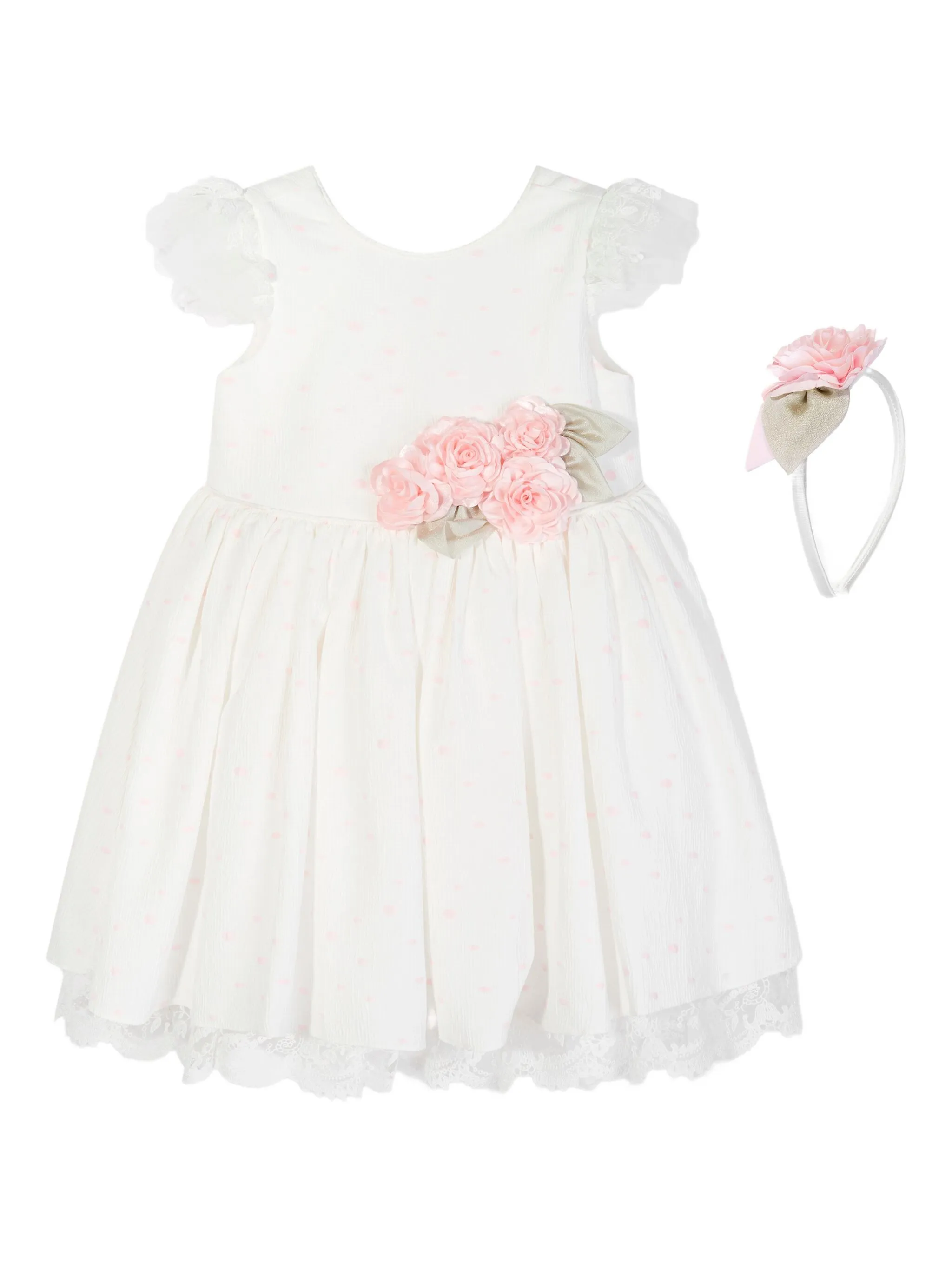 Кружевное платье с цветочным декором Dress & Fleur, белый — фото 4