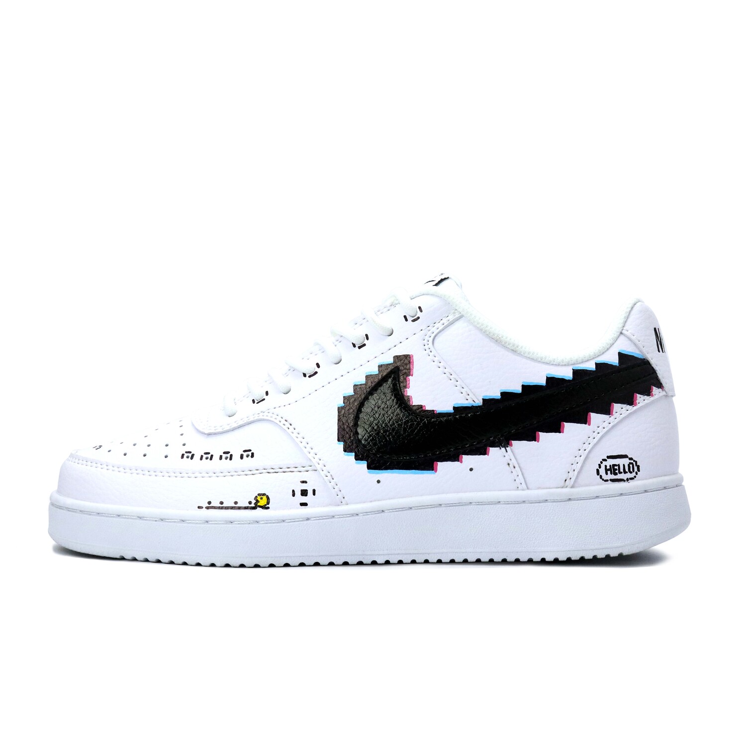 

Nike Court Vision 1 Легкие и дышащие низкие кроссовки для скейтбординга мужские черно-бело-желто-синие