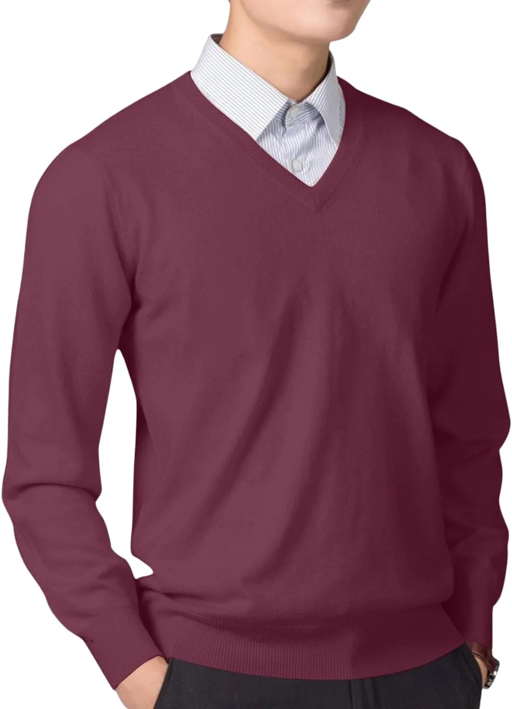 

V-образный свитер для мужчин, Slim Fit, легкий, на осень-зиму Uillui