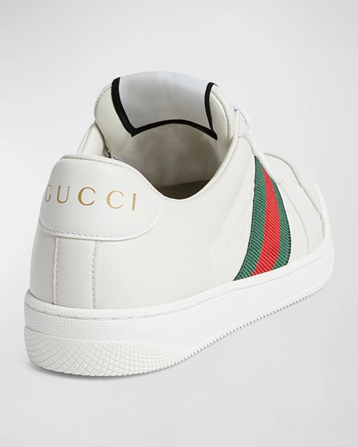 Кожаные низкие кеды с тиснением GG Gucci, цвет Great White — фото 3