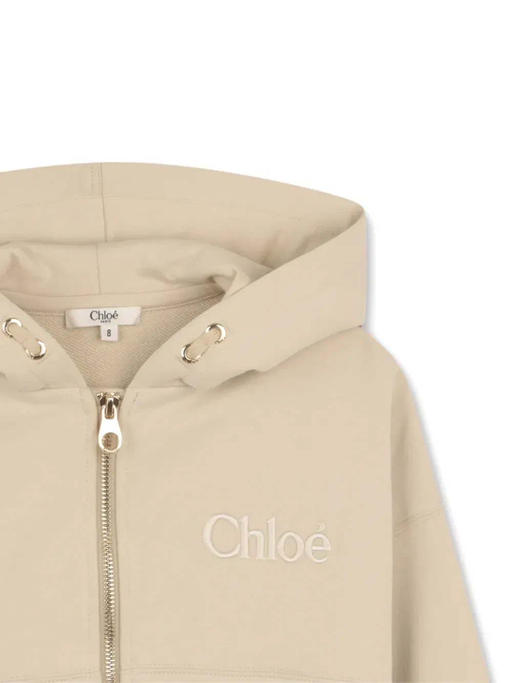 Куртка на молнии с капюшоном Chloé Kids, бежевый — фото 3