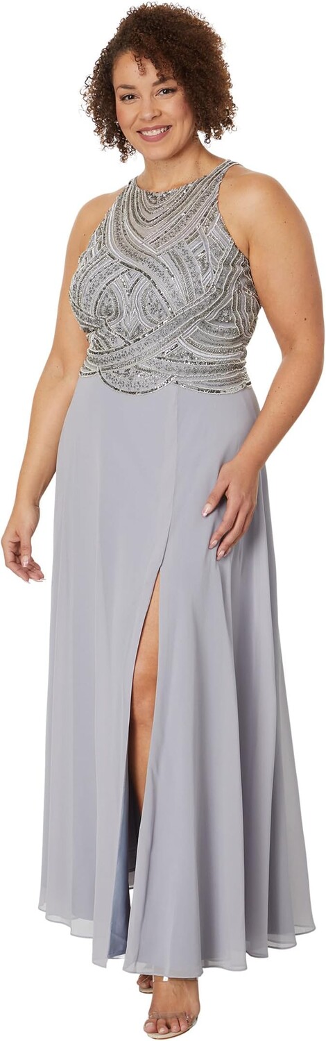 

Платье Betsy & Adam Long Metallic Beaded Top, цвет Grey/Gunmetal
