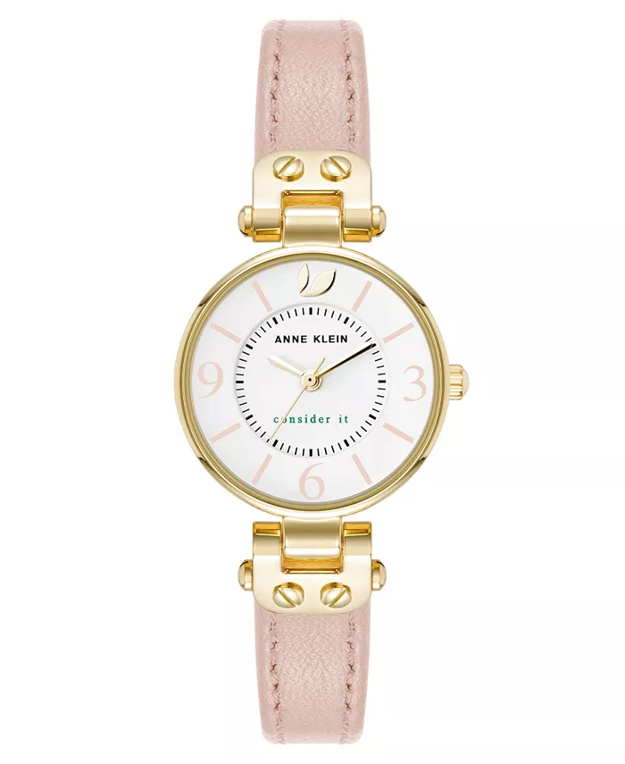 

Женские часы Quartz Blush Pink с ремешком из кожи и металлического сплава золотистого оттенка, 26 мм Anne Klein