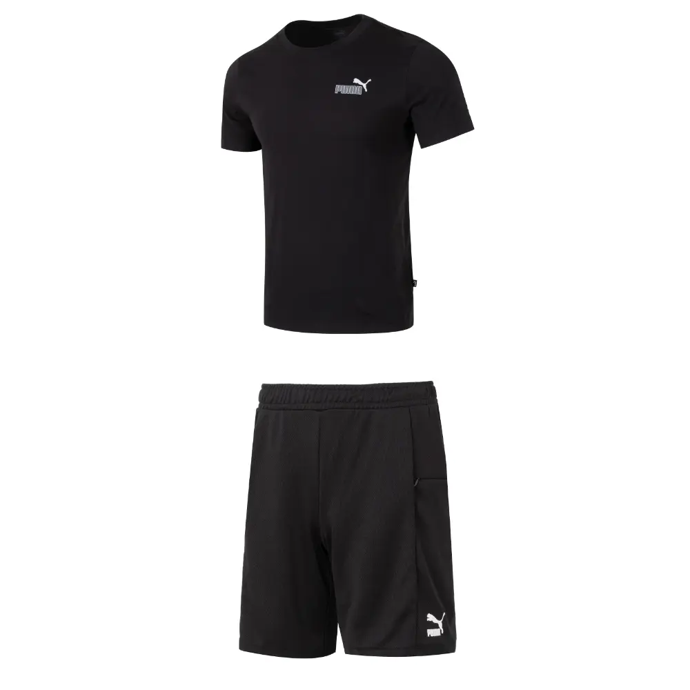 

Повседневный спортивный мужской комплект черный топ и черные шорты Puma, черный