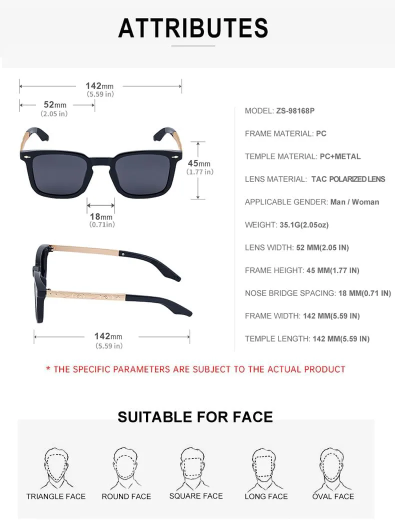 

Мужские поляризованные солнцезащитные очки — европейская и американская ретро-квадратная оправа — защитные очки для вождения на открытом воздухе Gksbnck, C3