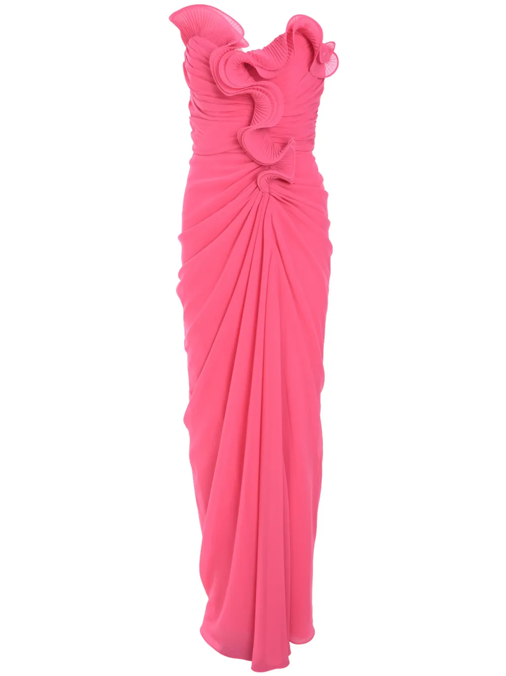 

Вечернее платье с оборками Badgley Mischka, розовый