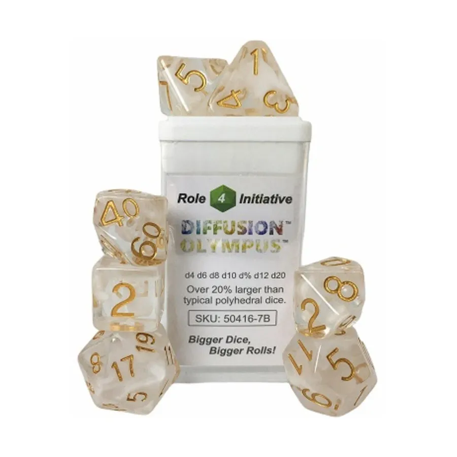 

Многогранные игральные кости — Олимп с золотыми цифрами (7), Game Dice - Diffusion (Role 4 Initiative)