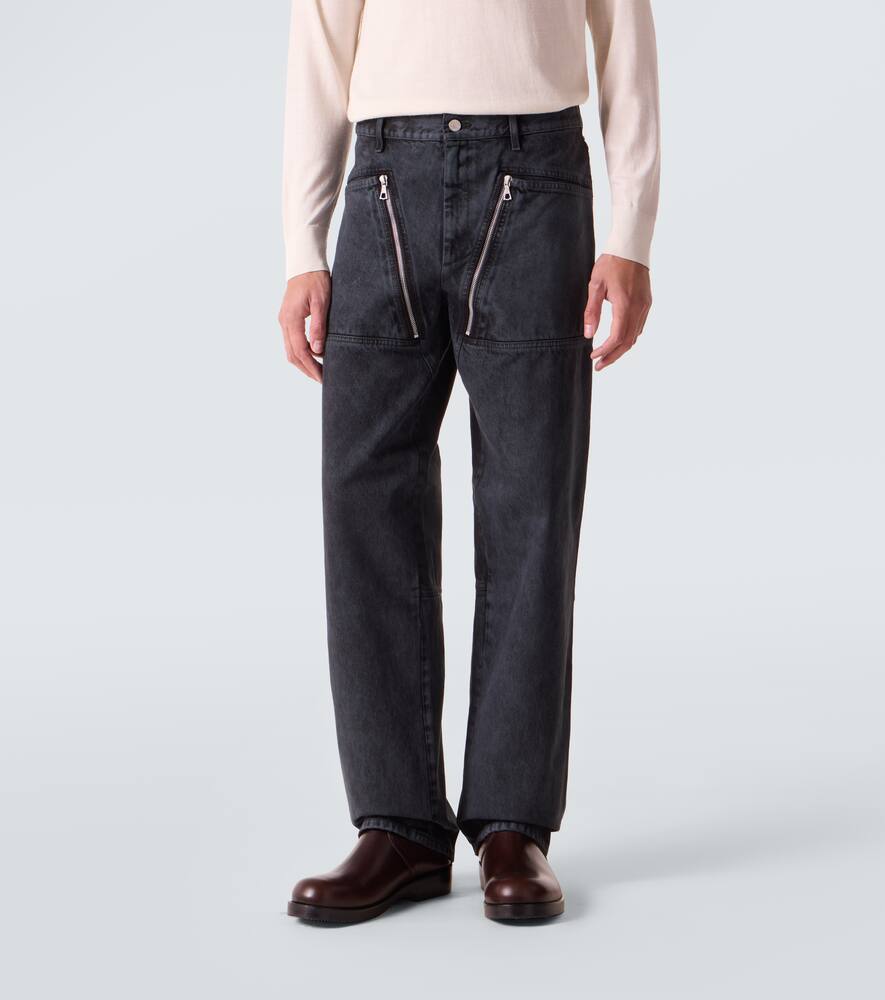 Джинсы с застежкой-молнией широкого кроя Dries Van Noten, Petrol — фото 3