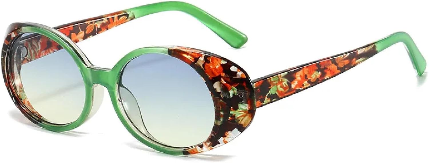 

Панк-солнцезащитные очки круглой формы для женщин и мужчин, для активного отдыха, с градиентной защитой от УФ-излучения UV400, в стиле ретро, ​​с цветочным рисунком в конфетных тонах UATXTAU, Greenflower