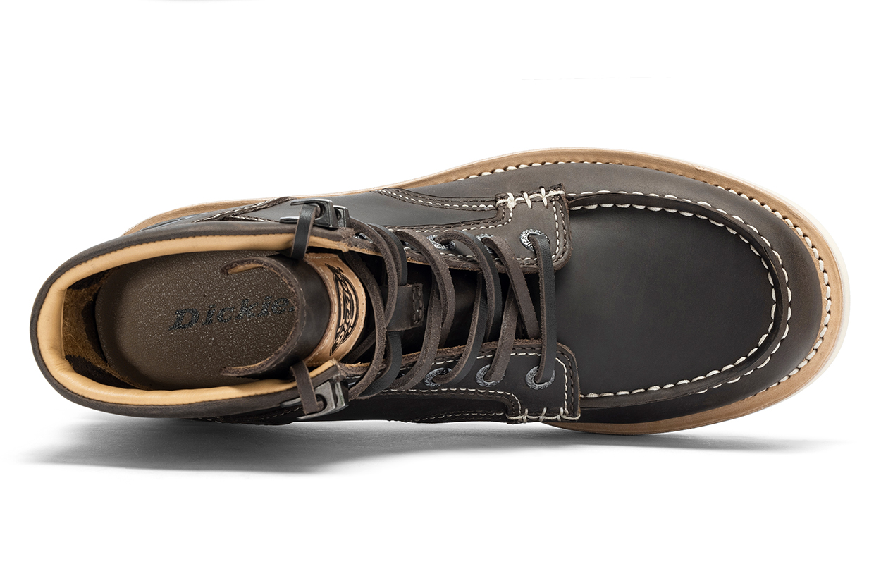Мужские ботинки Dickies Martin кожаные с контрастной строчкой, коричневый — фото 4