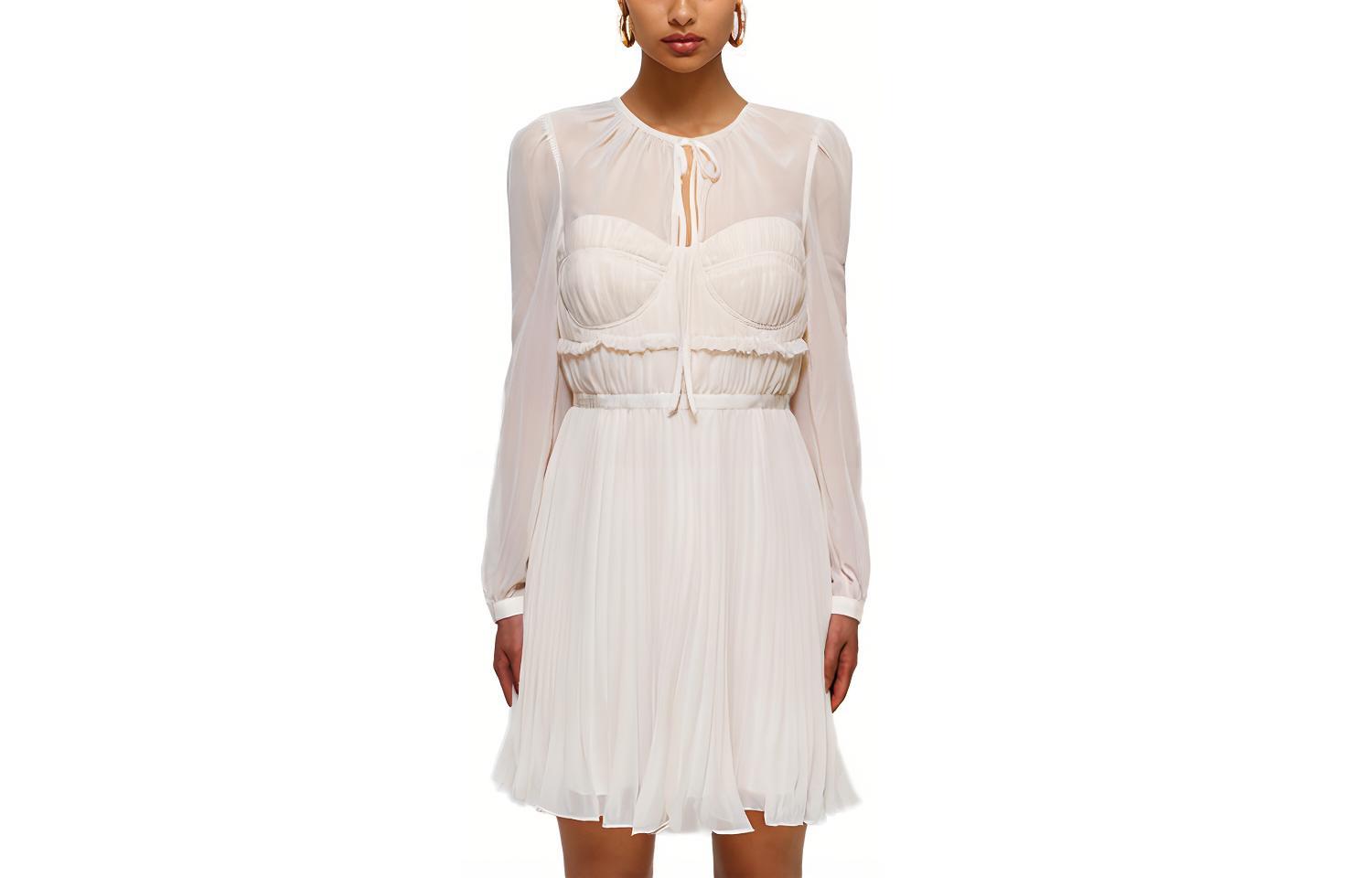 

Self-portrait Женское платье с длинным рукавом цвета слоновой кости Self portrait