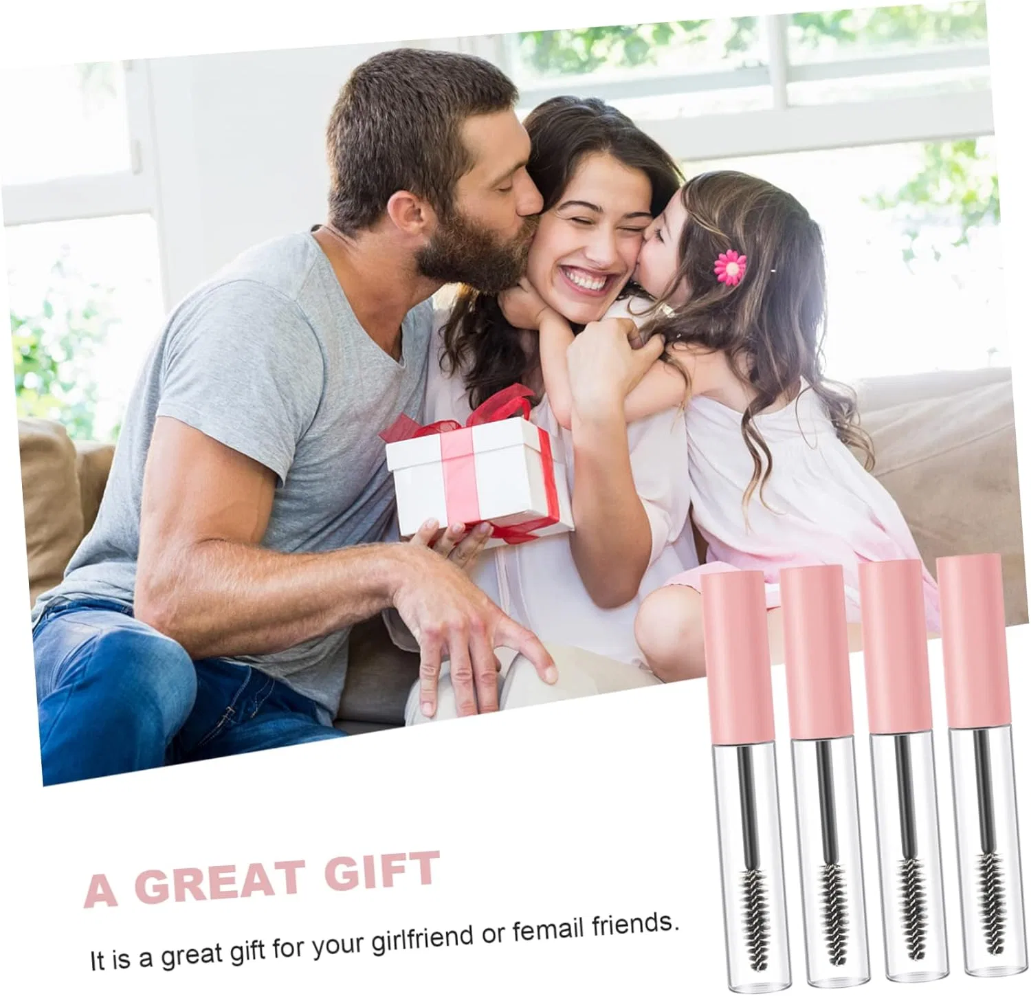 Набор для макияжа Cosmetics WOONEKY 10 шт. перезаправляемые тюбики для туши и подводки, розовый — фото 3