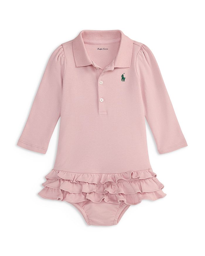 

Платье-поло с рюшами и мягкими шортиками для девочек - Baby Ralph Lauren, розовый