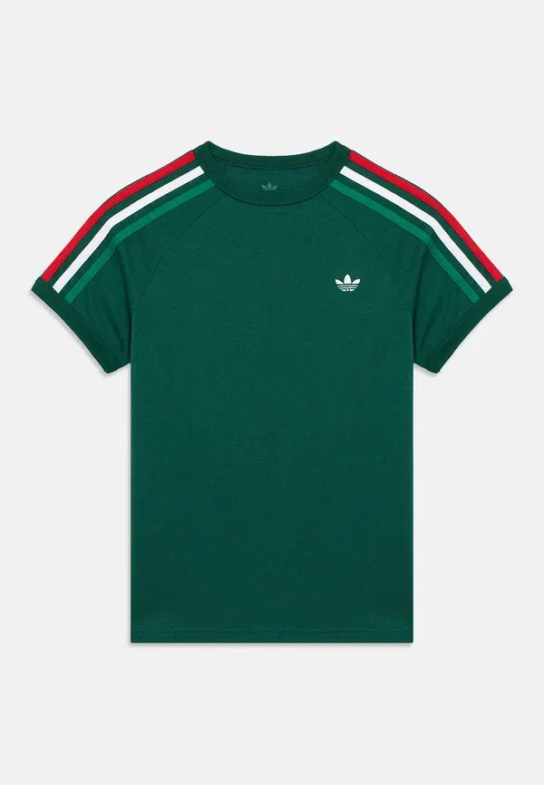Футболка Adidas Originals 3 Stripe Tee Print, темно-зеленый/белый — фото 3
