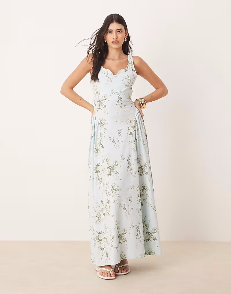 

Летнее платье макси с пышной юбкой и мелким принтом от ASOS DESIGN