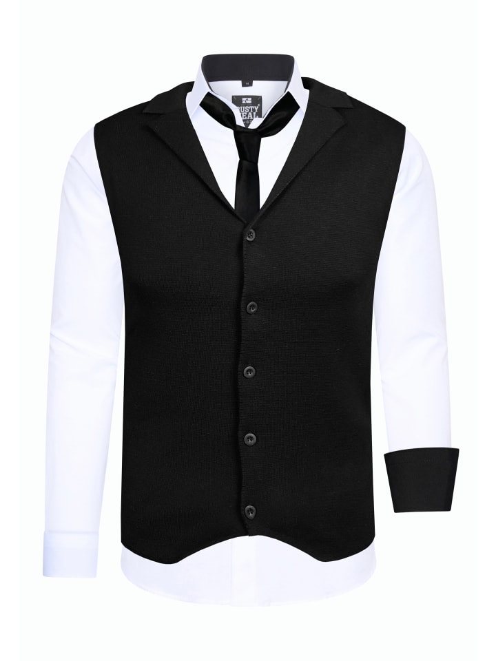 

Комплект из 3 предметов: рубашка с жилетом и галстуком, белый/черный Rusty Neal