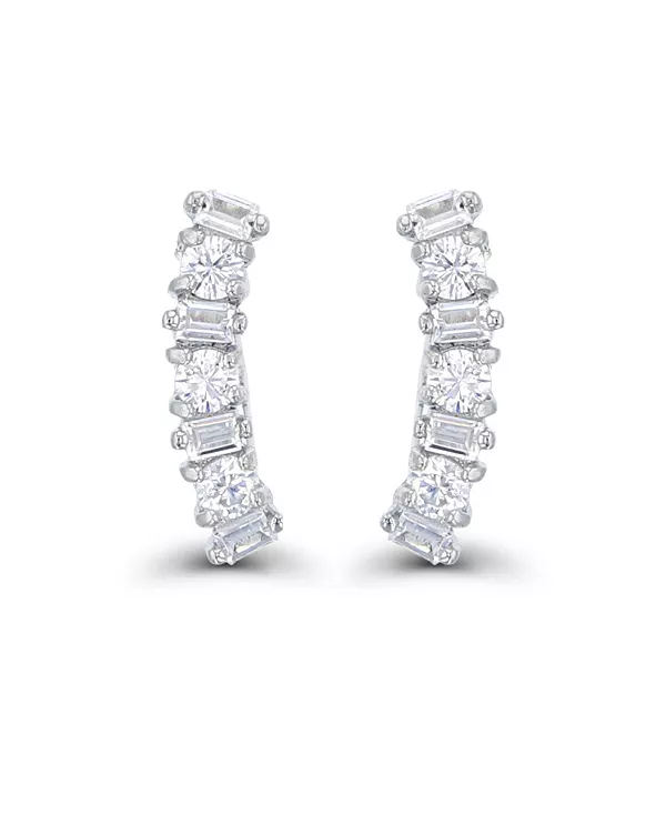 

Серьги-Кламберы круглой и багетной формы с кубическим цирконием из стерлингового серебра Macy'S, white