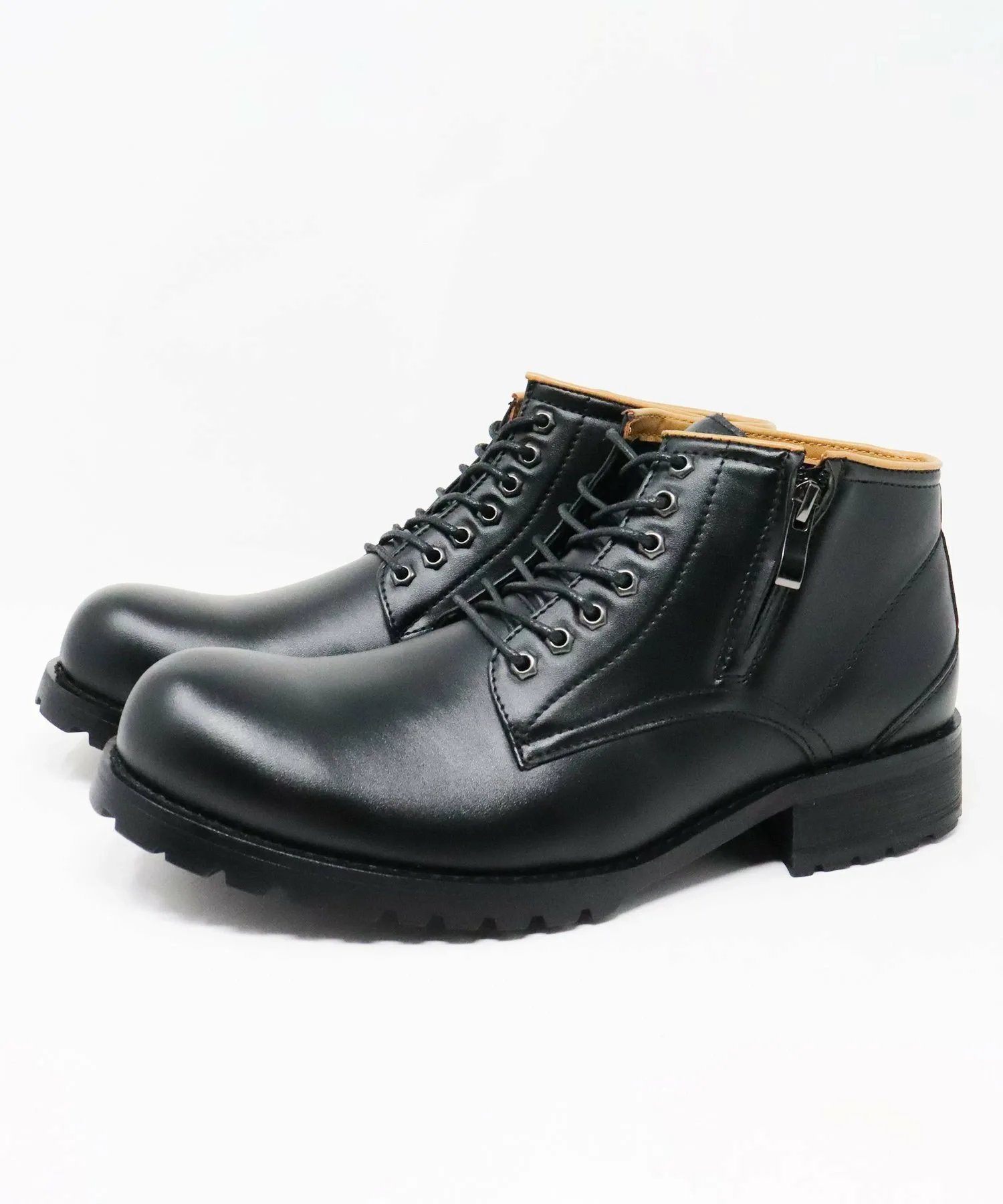 Рабочие ботинки на каблуке 3,5 см с боковой молнией 6375 Dedes, Black PU