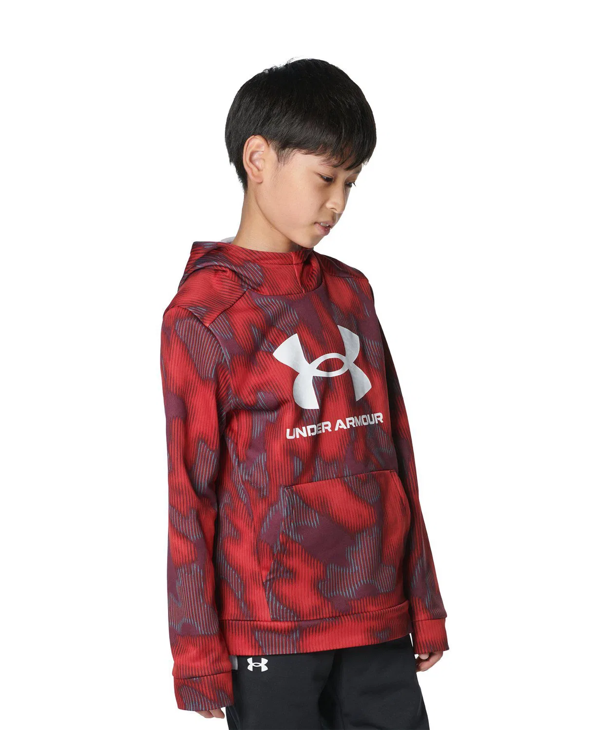 Толстовка флисовая с принтом и логотипом Under Armour для детей, красная