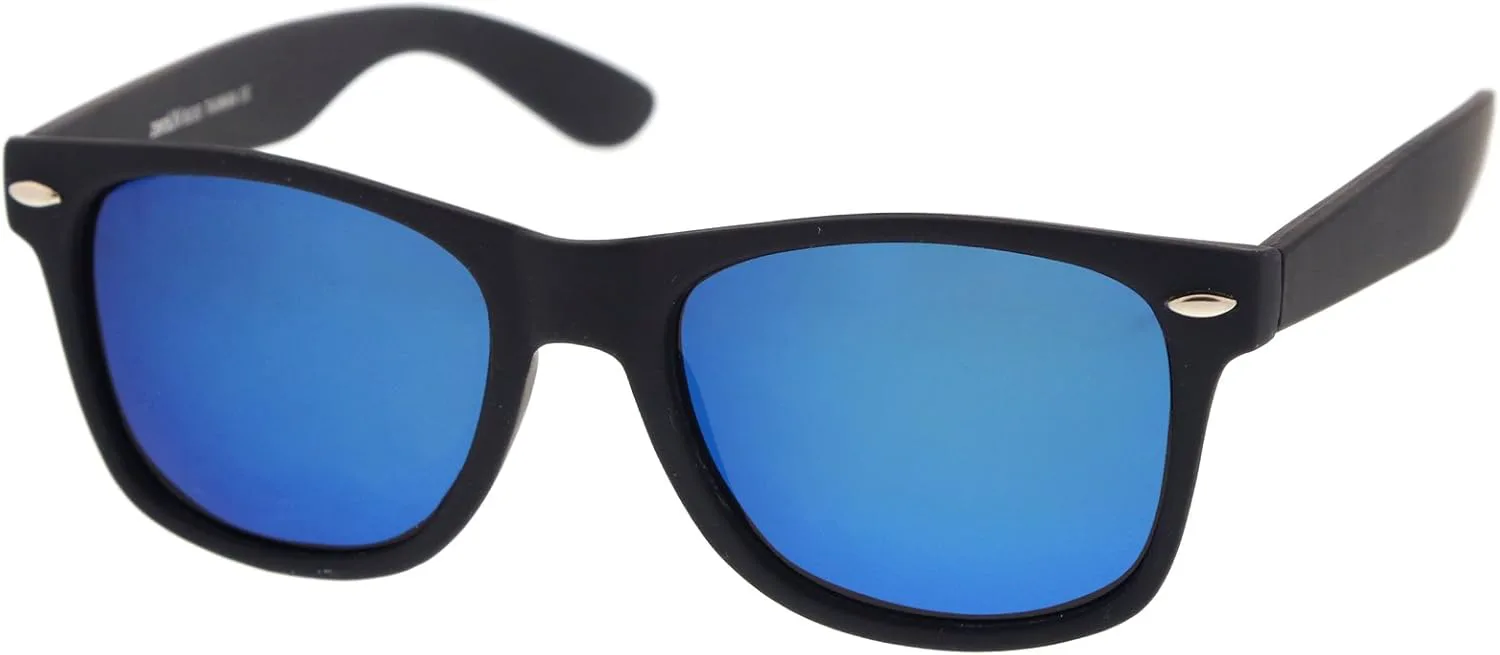 

zeroUV - Классические солнцезащитные очки с цветными зеркальными линзами в квадратной оправе с роговым оправом для мужчин и женщин, Polarized | Rubberized / Blue