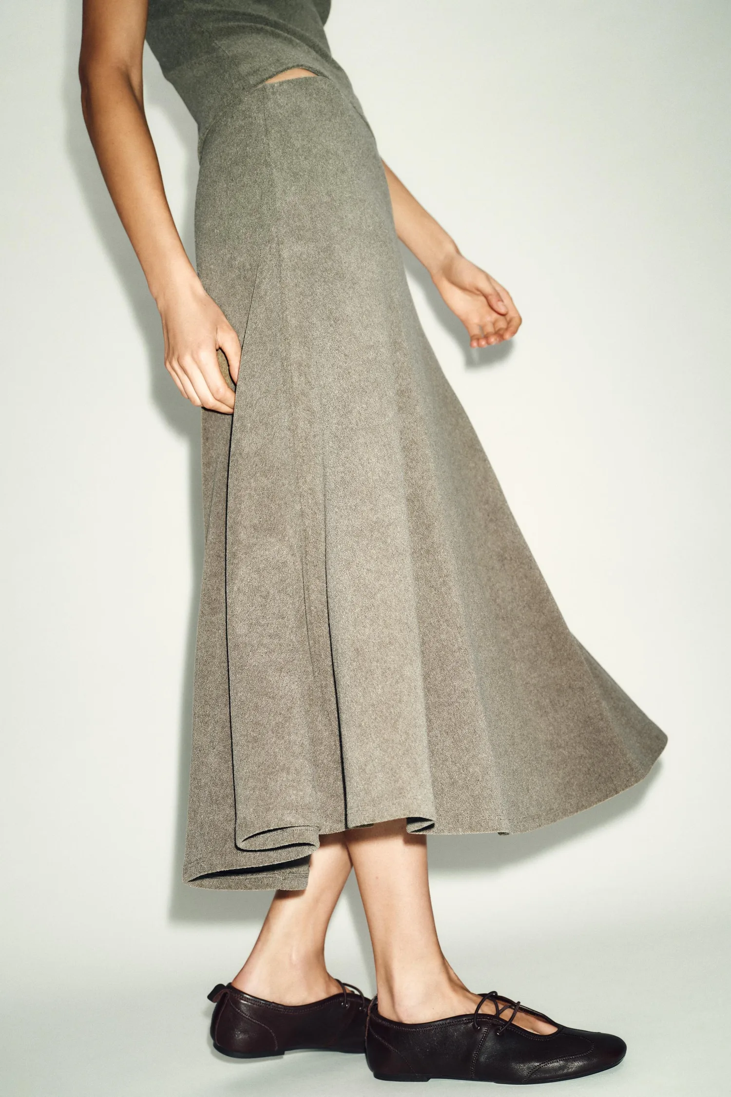 Мягкая юбка-накидка Zara, оливково-зеленый — фото 4