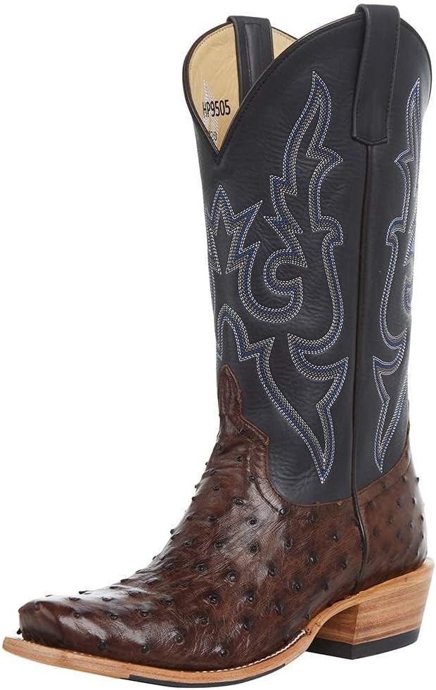 Мужская футболка и коллекция Horse Power, Kango Tobac Full Quill Ostrich. Черные ковбойские сапоги HP9505, ширина 36 см, коричневые — фото 2