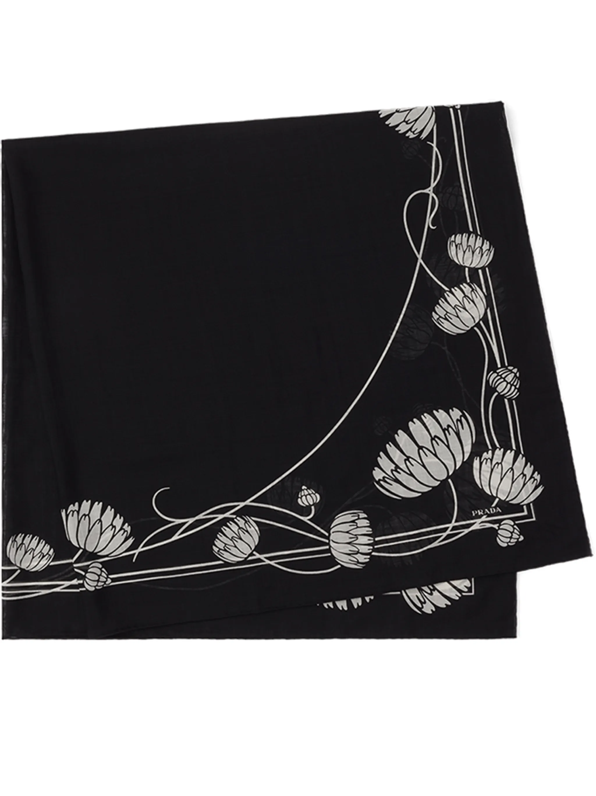 

Легкий шарф с принтом Prada, черный