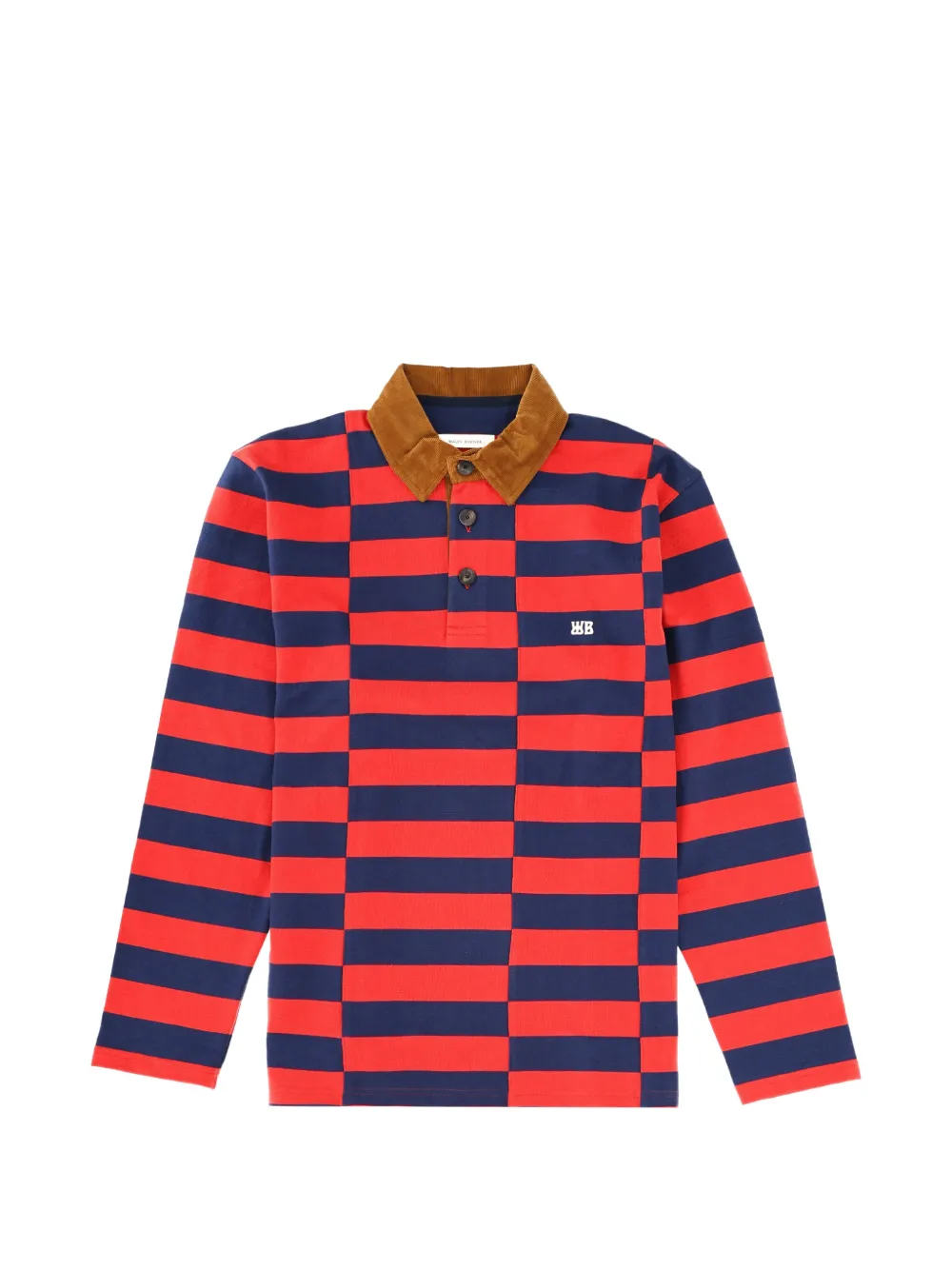 

Поло в полоску с воротником из вельвета Wales Bonner, красный