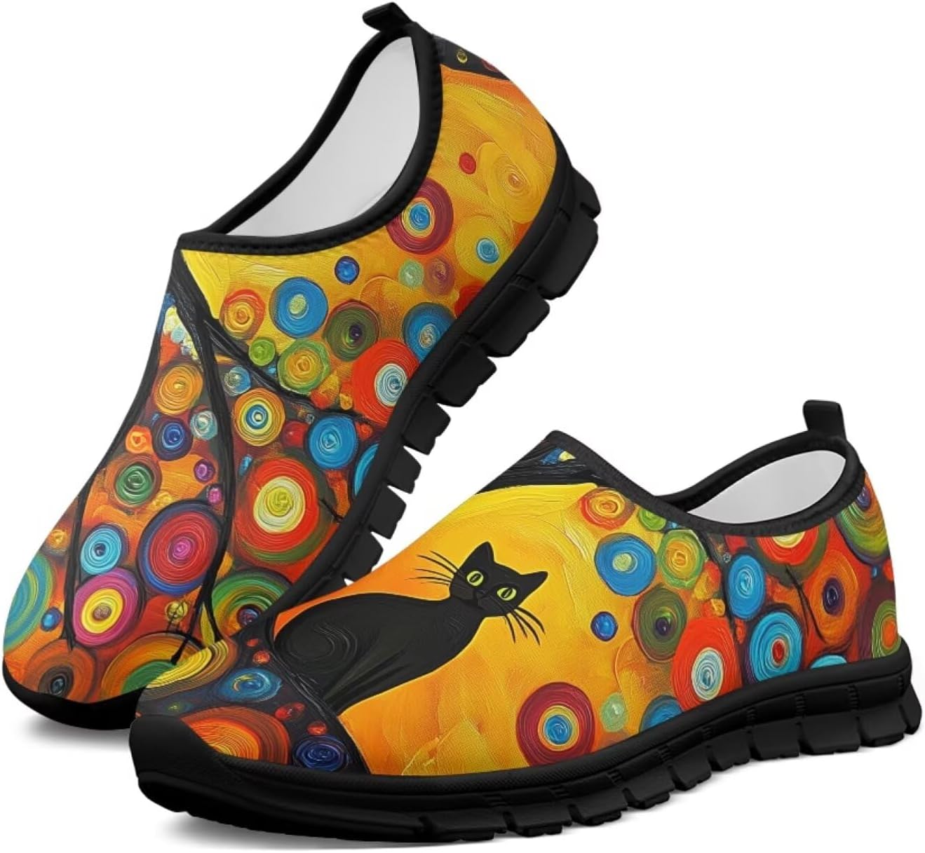 

Мужские слипоны Twousenru, удобные повседневные лоферы, широкие, с нескользящей подошвой, обувь для работы, домашние тапочки, легкие кроссовки для улицы, Abstract Cute Cat