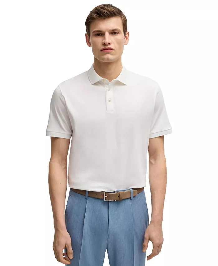 

Мужская поло из мерсеризованного хлопка Regular-Fit Hugo Boss, белый