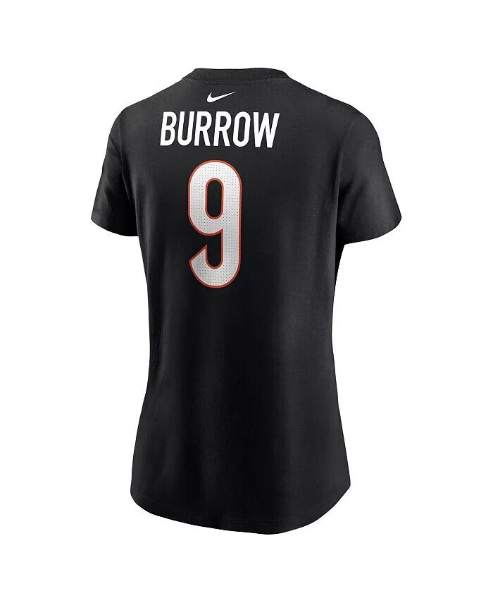 Женская черная футболка с именем и номером игрока команды Cincinnati Bengals Joe Burrow Nike — фото 4