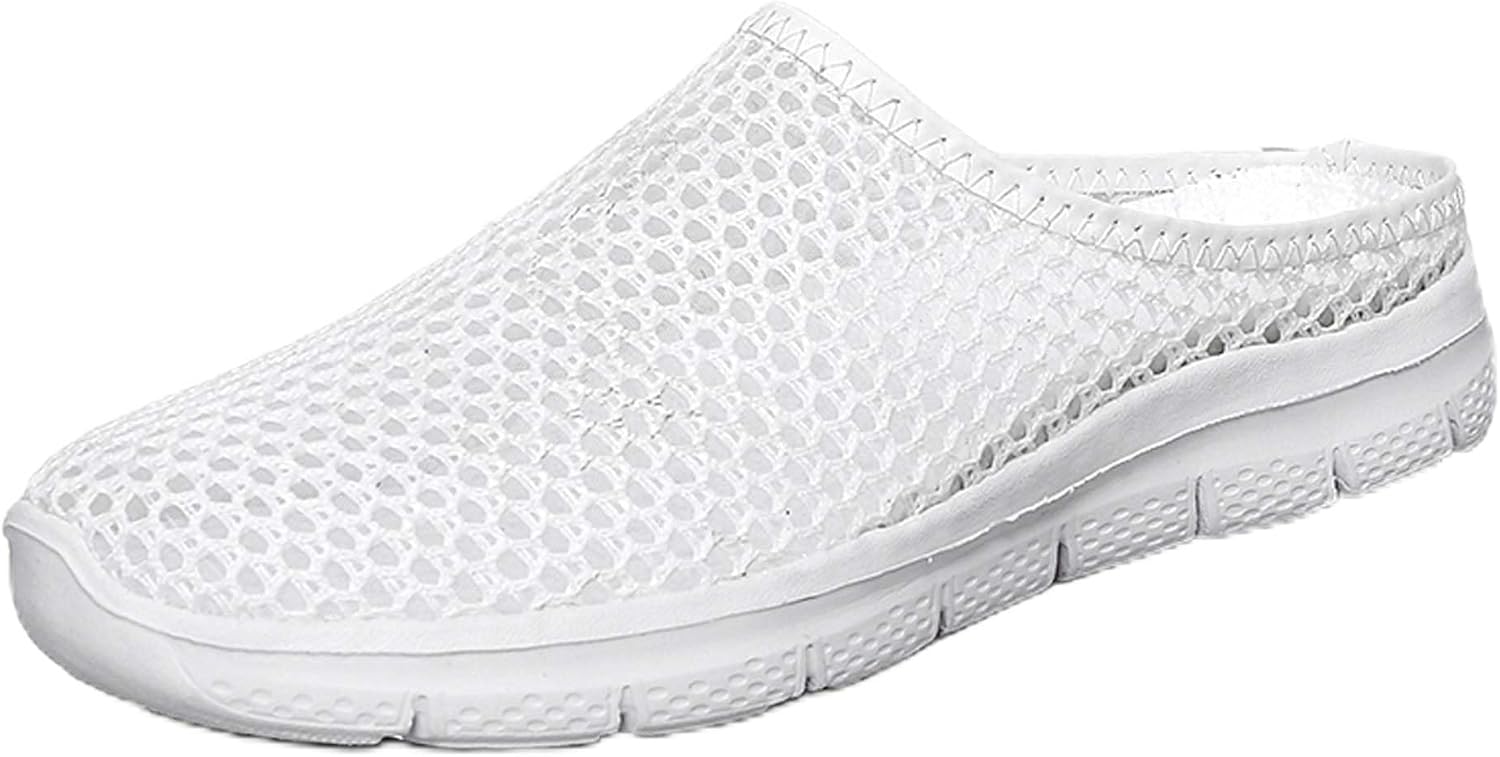 

Мужские и женские спортивные сандалии с сеткой, летние, с вырезами, закрытый носок, удобные, нескользящие, для улицы, пляжа, плавания и воды, повседневные мужские прогулочные сандалии Dzbajrqm, белый