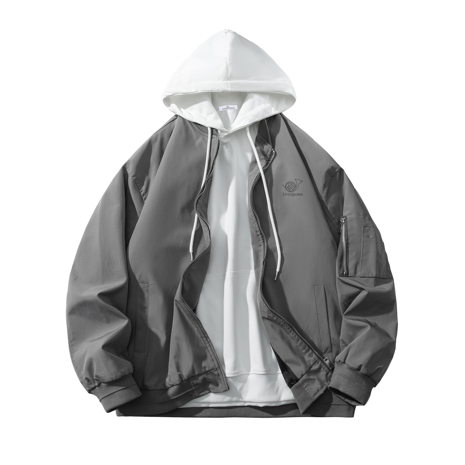 

LIVINGTOWN Куртка Unisex, Gray Coat+White Sweatshirt
