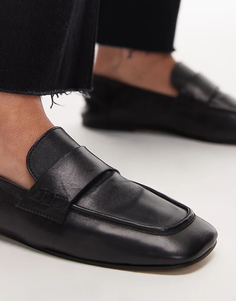 Туфли Topshop Brooks из натуральной кожи со сборками сзади, черного цвета — фото 2
