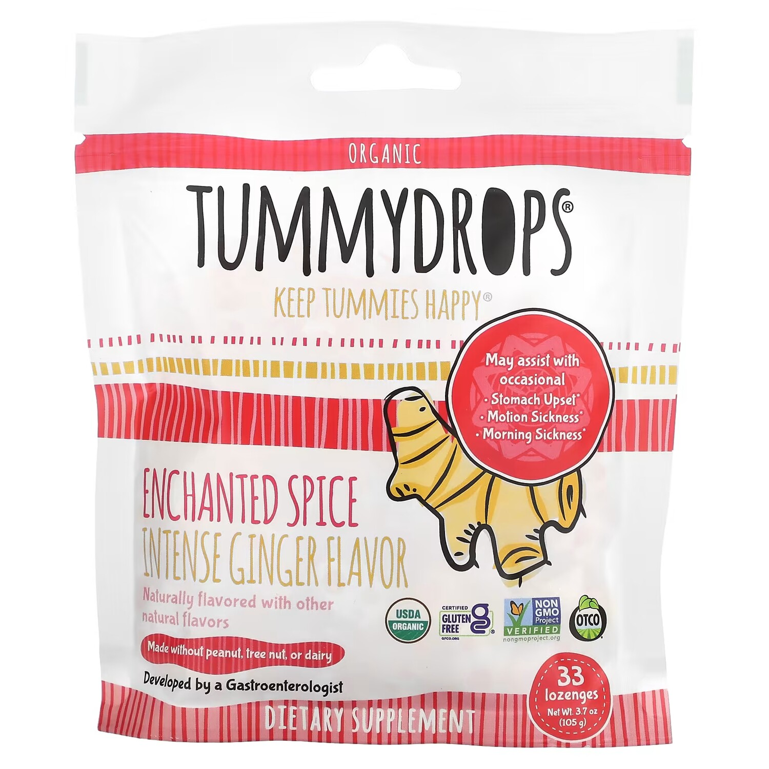 

Добавка Tummydrops Organic Enchanted Spice Intense Ginger, 33 пастилки