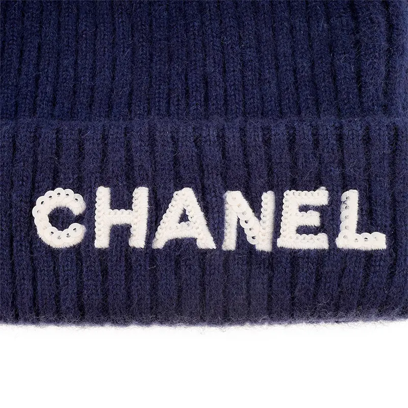 CHANEL Женская кашемировая шапка голубая, Blue — фото 4