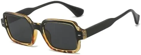 

Маленькие квадратные солнцезащитные очки для мужчин и женщин, дорожные солнцезащитные очки в винтажном ретро-стиле с защитой от УФ-излучения UV400 MTZJH, Leopard Gray