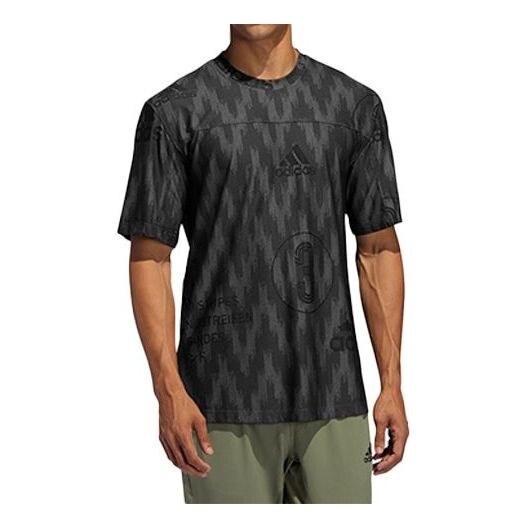 

Футболка printing training short sleeve black Adidas, черный