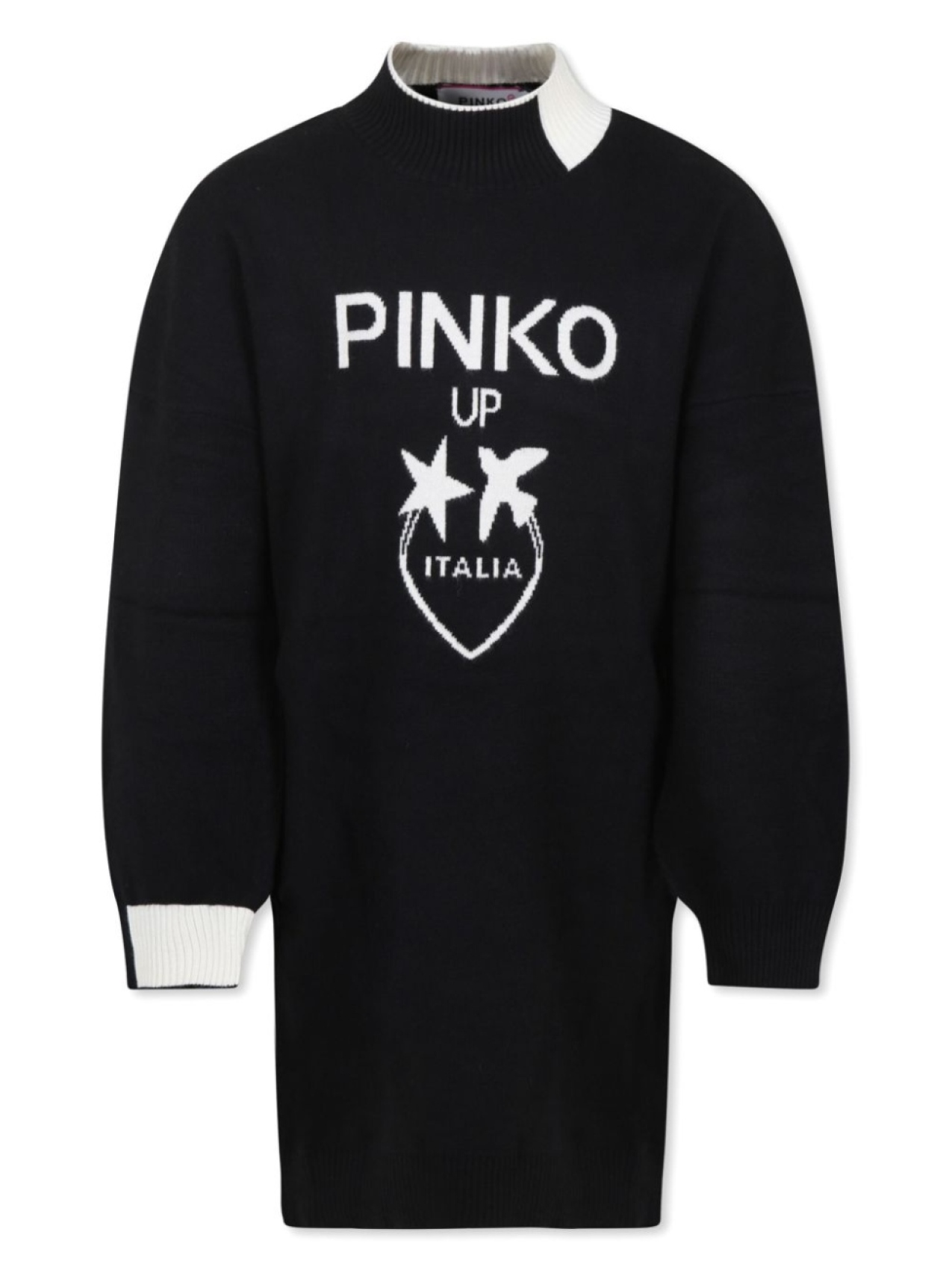 

Платье Pinko Kids с логотипом и интарсией, черный