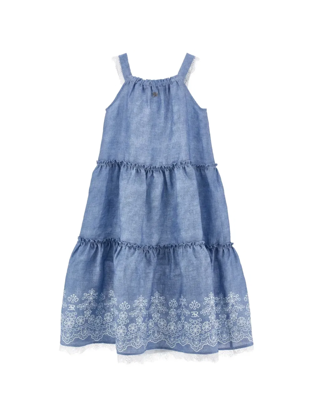 Платье с цветочной вышивкой Ermanno Scervino Junior, синий — фото 2