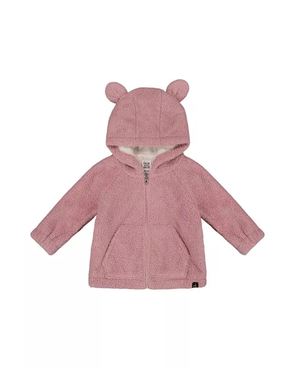 

Детская плюшевая куртка с капюшоном и застежкой-молнией в виде кошки - для малышей и детей постарше. Deux Par Deux, розовый