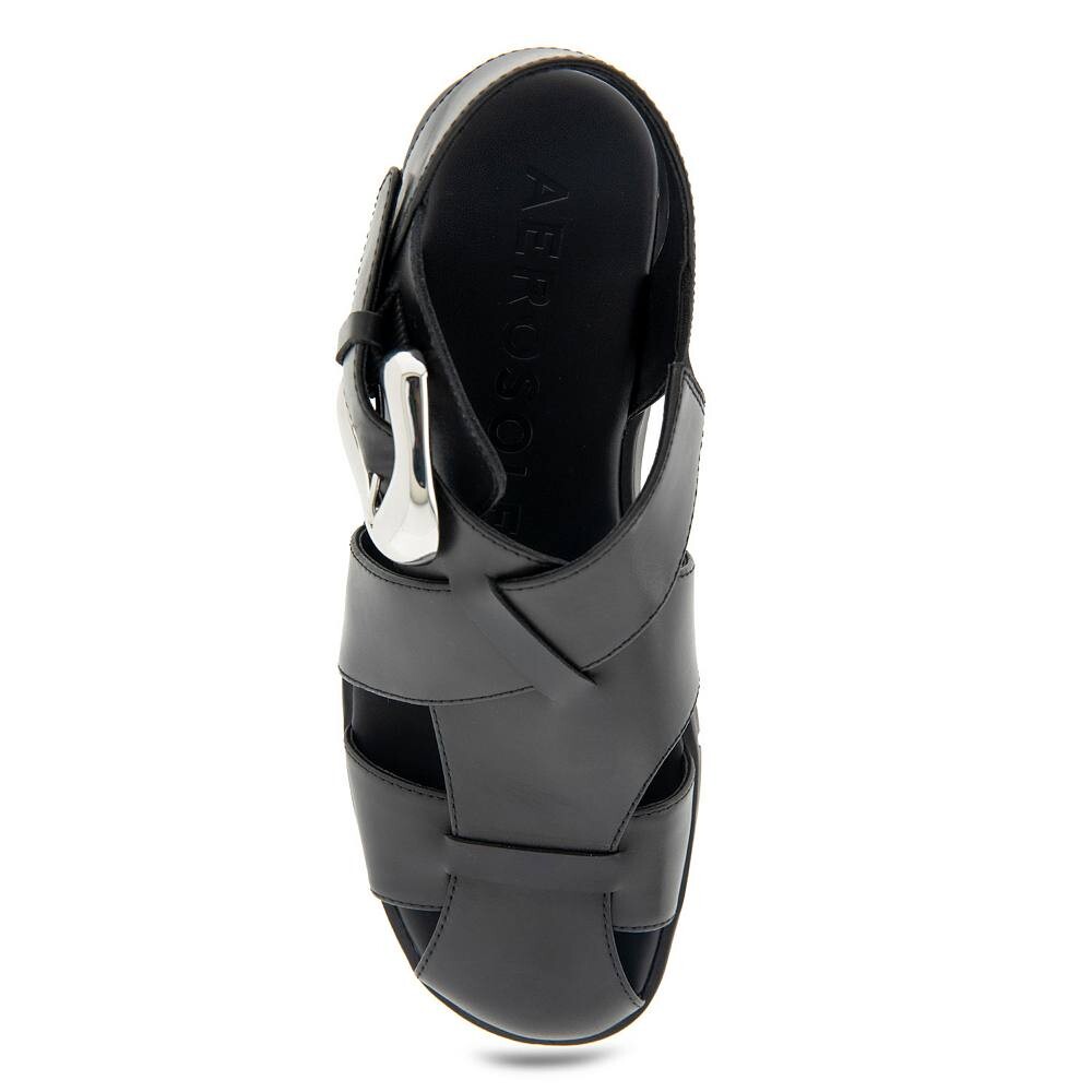 Женские кожаные сандалии в рыбацком стиле Aerosoles Fabian, цвет Black Leather — фото 4
