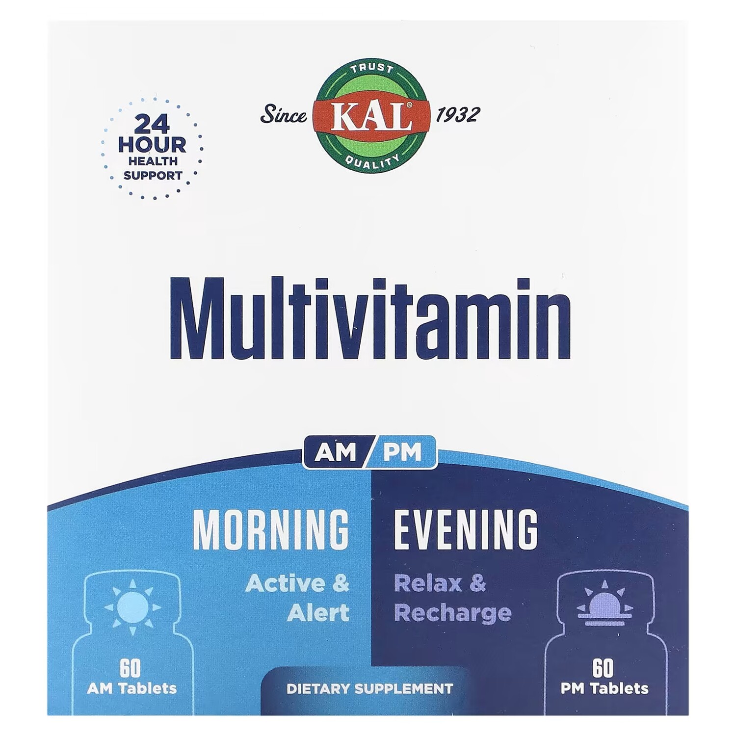 

Мультивитамины Kal утром и вечером, 2 упаковки по 60 таблеток