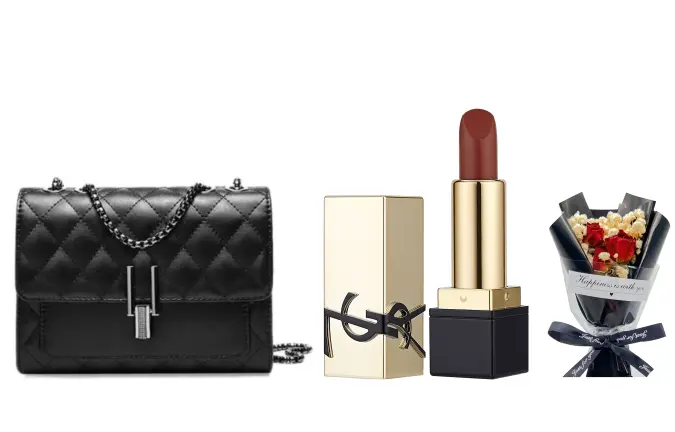 

Набор косметики Square Tube для женщин SAINT LAURENT, Saint Laurent Embossed NM 1.3g+Baby's Breath+Chanel-Inspiкрасный черный Grid Bag