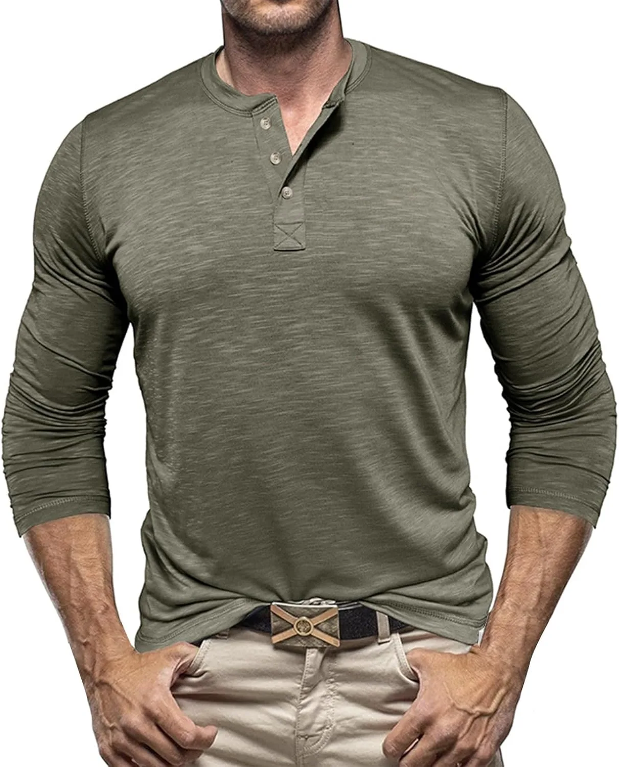 

Мужская футболка с длинным рукавом и пуговицами Henely