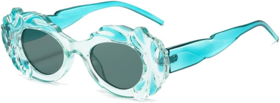 

Винтажные панк-солнцезащитные очки круглой формы для женщин и мужчин, модные разноцветные солнцезащитные очки класса люкс с защитой от УФ-излучения UV400 WNCKSQ, Blue-green