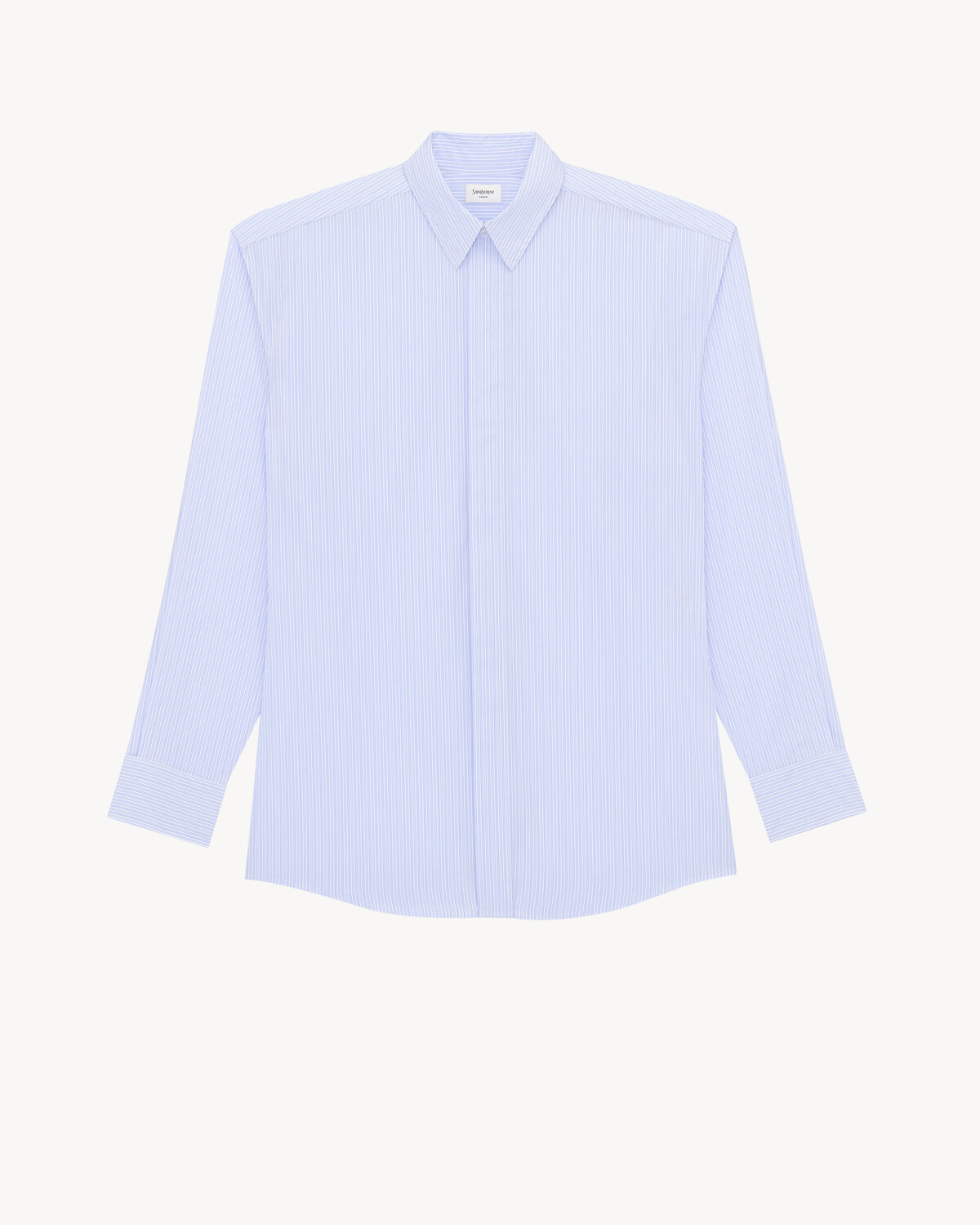 

Рубашка с широкими плечами из полосатого хлопкового поплина SAINT LAURENT, синий